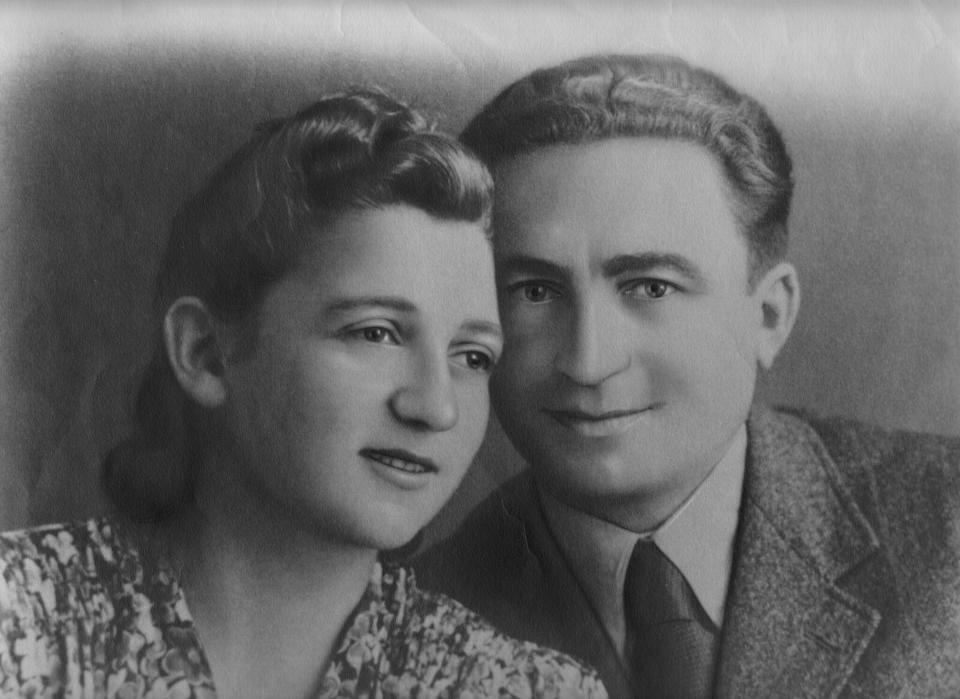 This undated image released by the Jewish Partisan Educational Foundation shows Sonia Orbuch and her husband, Isaak, in their wedding photo. Sonia Orbuch, who survived the Holocaust as a teenager in eastern Europe by joining a resistance group that was sabotaging the Nazis, has died in Northern California, the San Francisco Chronicle reported Saturday, Oct. 6, 2018. She was 93. (Jewish Partisan Educational Foundation via AP)