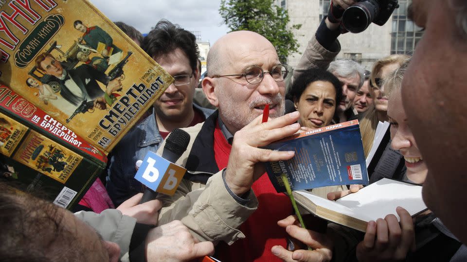 Author Boris Akunin attends a protest in Moscow on May 13, 2012. - Misha Japaridze/AP