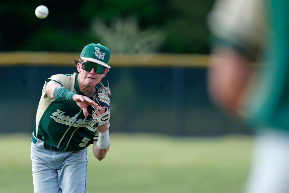 Cooper Maher, shown in action last season, recorded the final eight outs in Hendricken's win on Thursday.