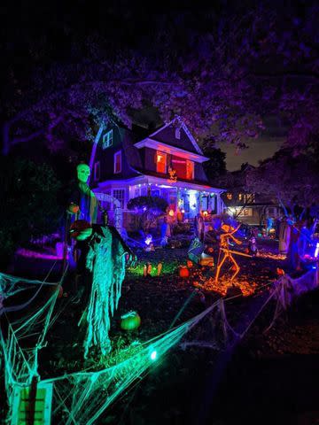 <p>courtesy of the borough of Merchantville, New Jersey</p> A decorated house in Monsterville, New Jersey, for Halloween