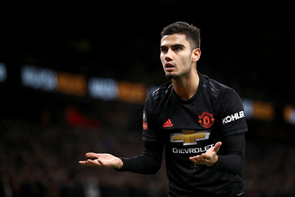 Manchester United's Andreas Pereira appeals a decision  Wolverhampton Wanderers v Manchester United - FA Cup - Third Round - Molineux 04-01-2020 . (Photo by  Tim Goode/EMPICS/PA Images via Getty Images)