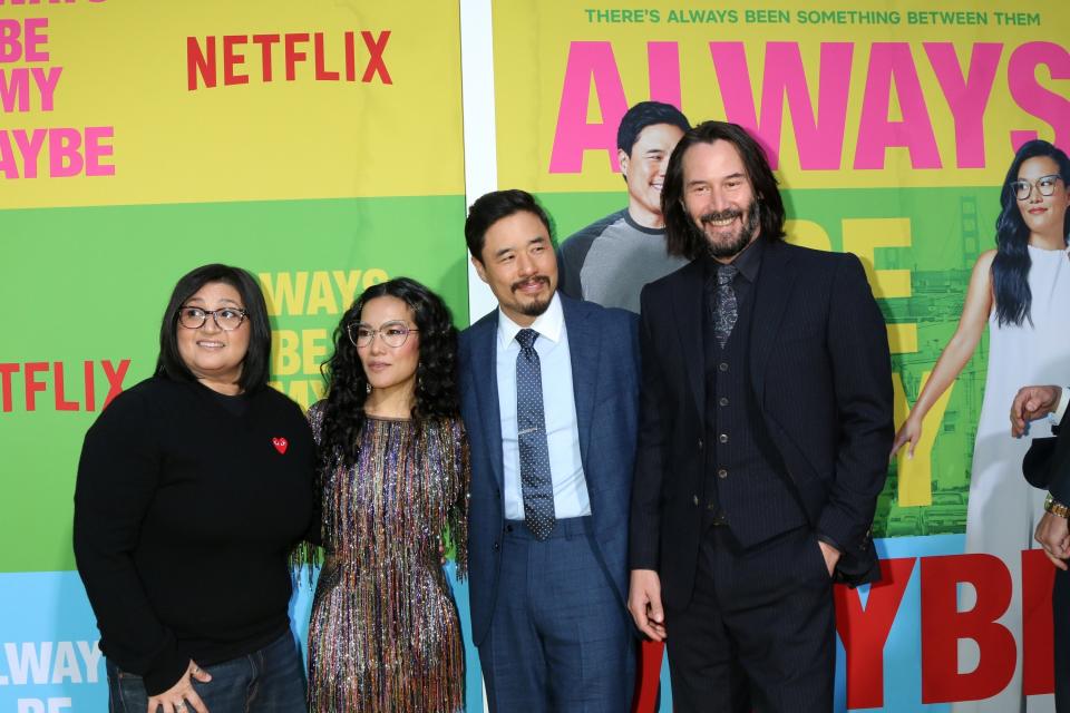 Nahnatchka Khan, Ali Wong, Randall Park, and Keanu Reeves on the red carpet