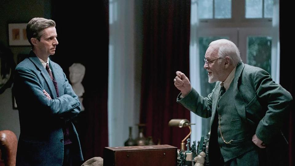 In “Freud’s Last Session,” C.S. Lewis is played by Matthew Goode, left. Sigmund Freud is played by Anthony Hopkins, right.
