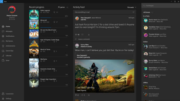 Xbox App Windows 10 home screen