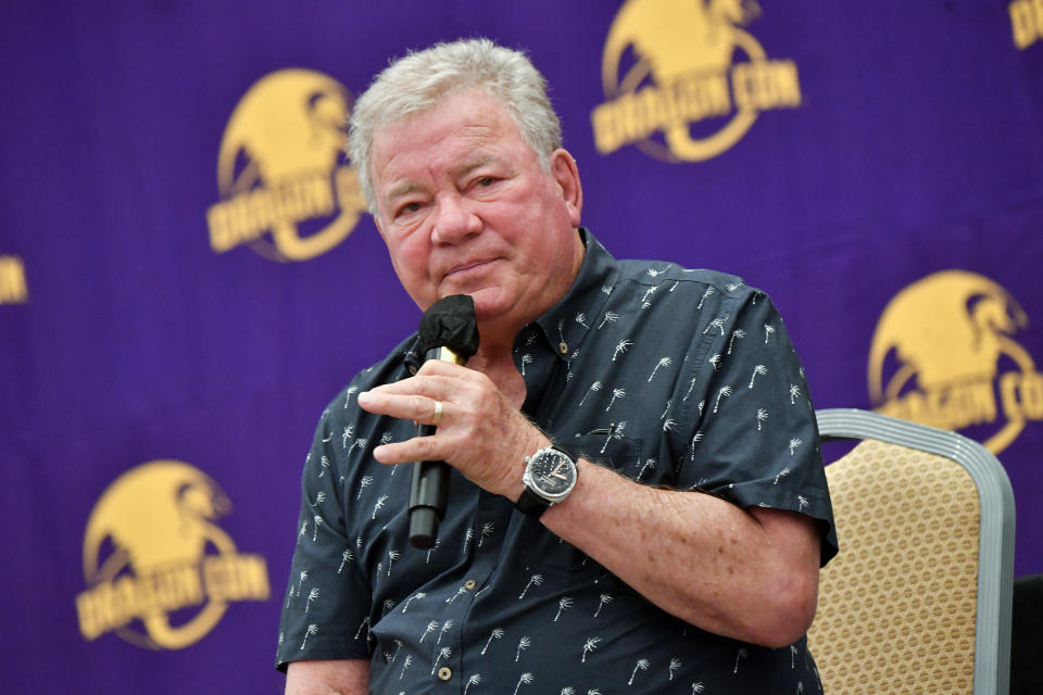 William Shatner speaks during 2022 Dragon Con at Hilton Atlanta on September 03, 2022 in Atlanta, Georgia. (Photo by Paras Griffin/Getty Images)