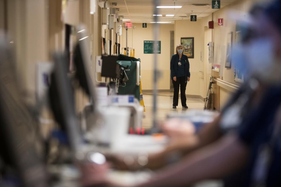 Nurses work the floor at ChristianaCare Wilmington Hospital Thursday, Jan. 27, 2022. 