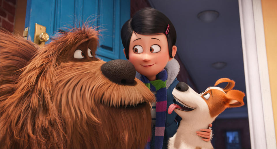 from left: Duke (voice: Eric Stonestreet), Katie (voice: Ellie Kemper), Max (voice: Louis C.K.)