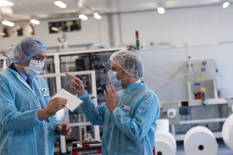 Macron visits masks factory in France