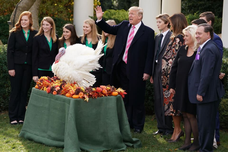 The Trump family attended the annual turkey pardon at the White House. Photo: Getty Images