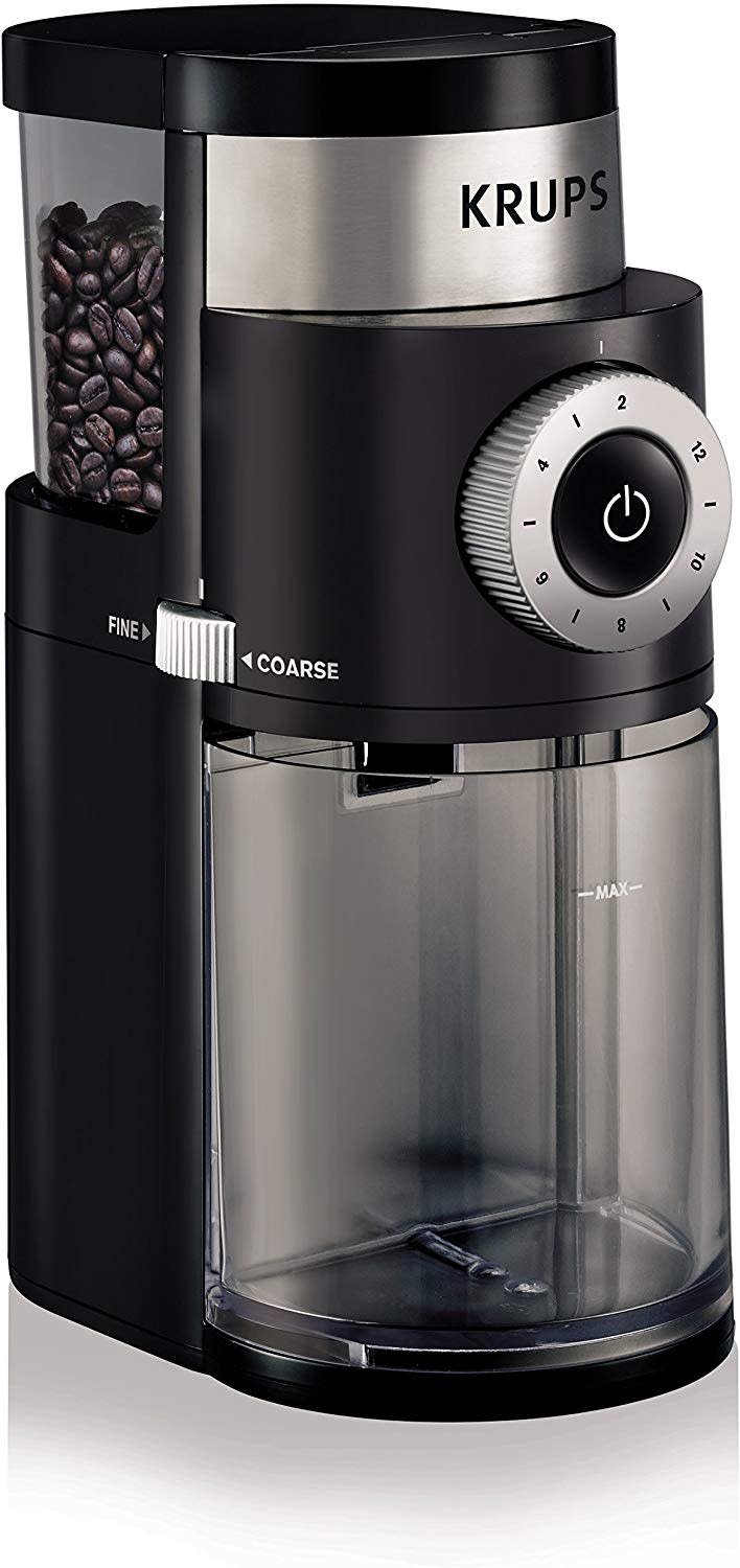 KRUPS GX5000 Professional Electric Coffee Burr Grinder with Grind Size and Cup Selection, 7-Ounce, Black