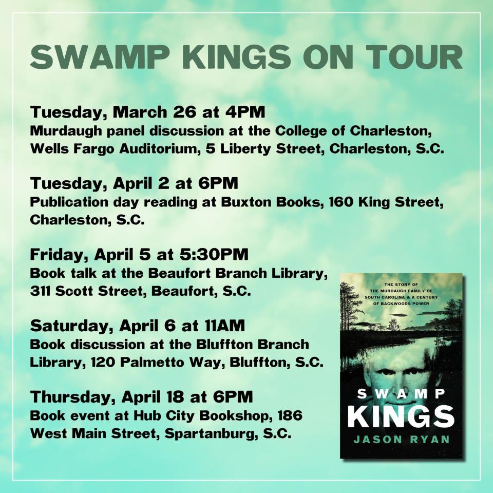 Charleston author Jason Ryan will begin his Swamp Kings book tour in South Carolina.