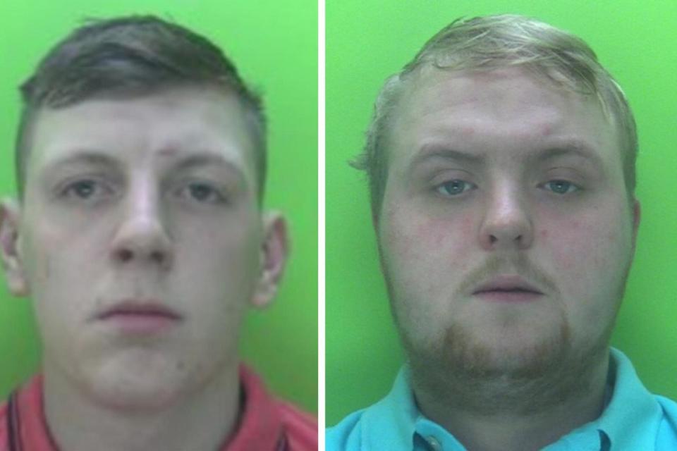 (L-R): Cameron Matthews and Kai Denovan are facing jail for for fatally punching Jordan Sinnott (PA)