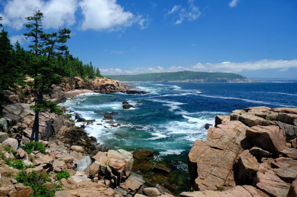 The beautiful and rugged rocky shoreline at Acadia National Park in Maine via Getty Images