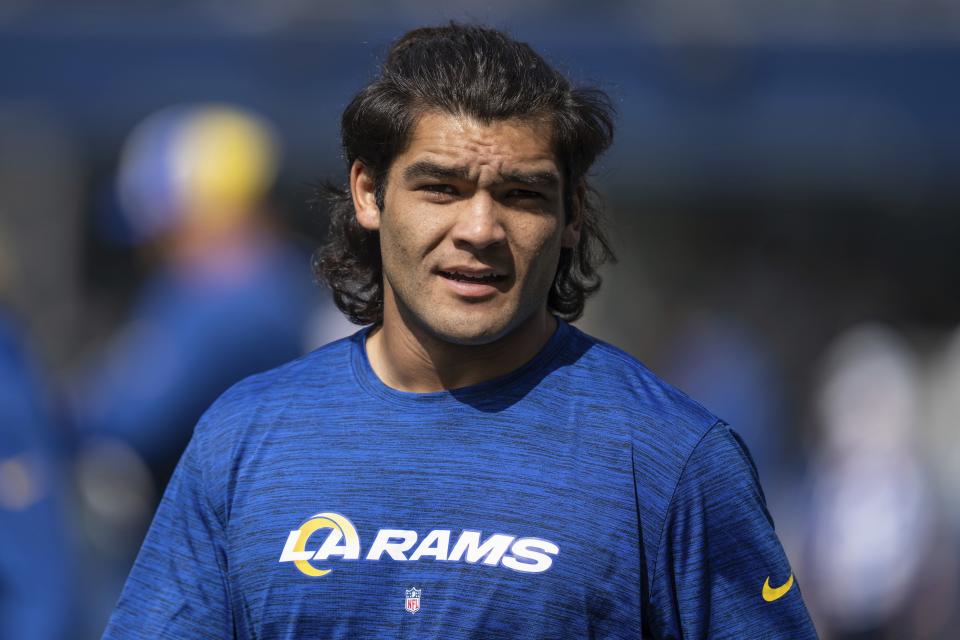 Los Angeles Rams wide receiver Puka Nacua is pictured before an NFL football game against the Seattle Seahawks, Sunday, Sept. 10, 2023, in Seattle. The Rams won 30-13. | Stephen Brashear, Associated Press