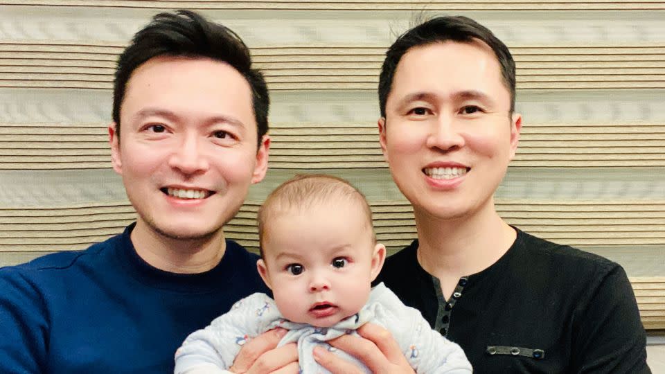 Hung and Huang with their baby boy, Aiden. - Alan Hung and Danny Huang