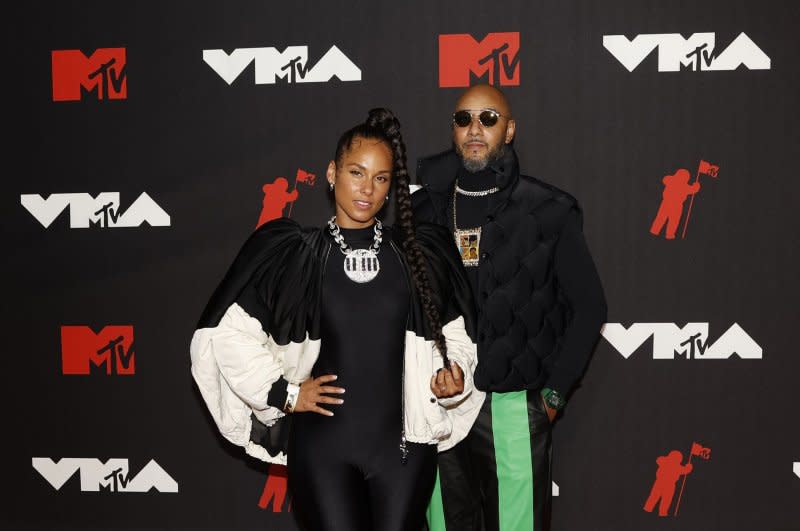 Alicia Keys (L) and Swizz Beatz attend the MTV Video Music Awards in 2021. File Photo by John Angelillo/UPI