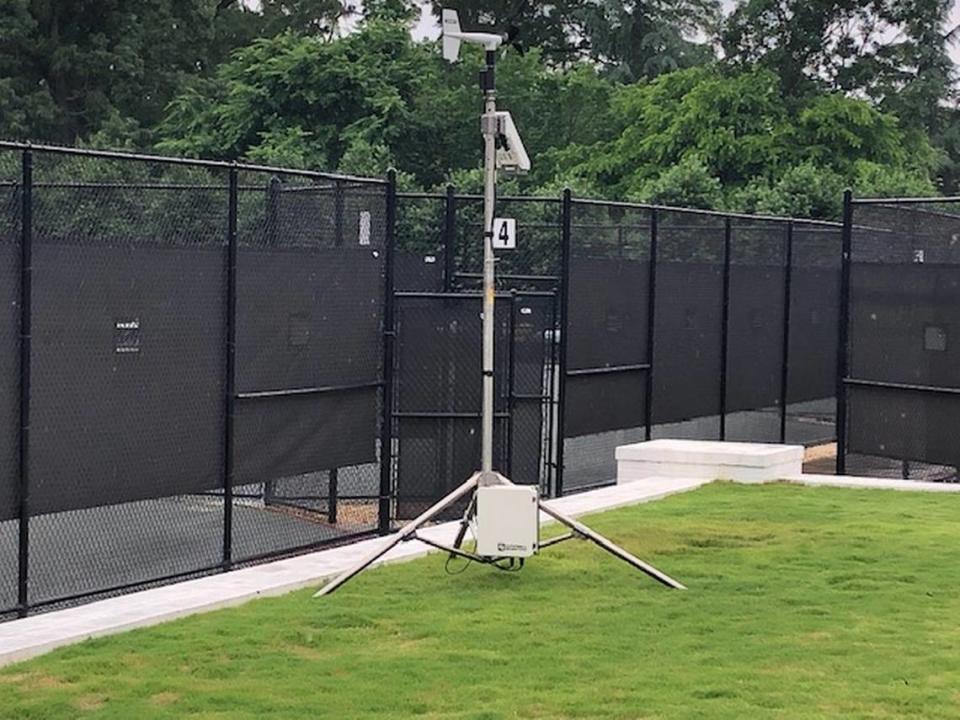 This is the weather station that provides Wade Stettner with important information this week at the Wells Fargo Championship. This station measures temperature, wind, precipitation, barometric pressure, and, perhaps most importantly, any possible buildup of electricity near the surface. / Steve Lyttle-Charlotte Observer