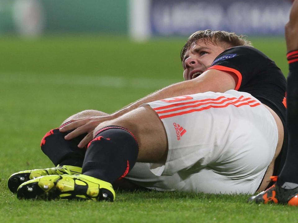 Luke Shaw broke his fibula and tibia in his right leg during a Champions League clash with PSV (Getty)