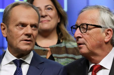 FILE PHOTO: EU Commission President Juncker and President of the EU Council Tusk attend EU Tripartite Social Summit in Brussels