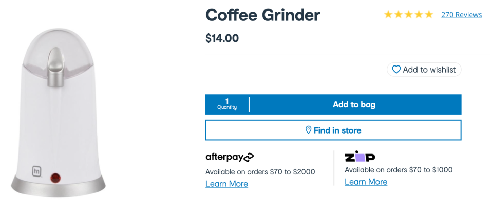 Kmart Coffee Grinder 