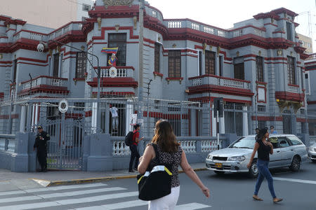 A view of the Venezuelan embassy in Lima, Peru February 26, 2019. REUTERS/Guadalupe Pardo