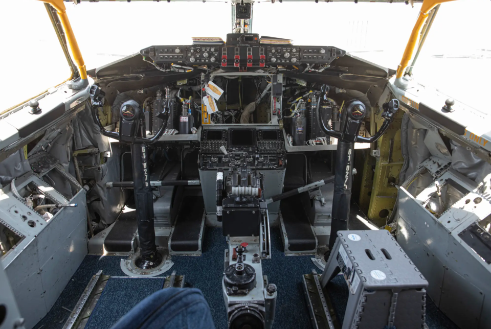 A 151st Air Refueling Wing KC-135 flight deck stripped out before receiving the RTIC upgrade. <em>Master Sgt. John Winn/151st Air Refueling Wing</em>