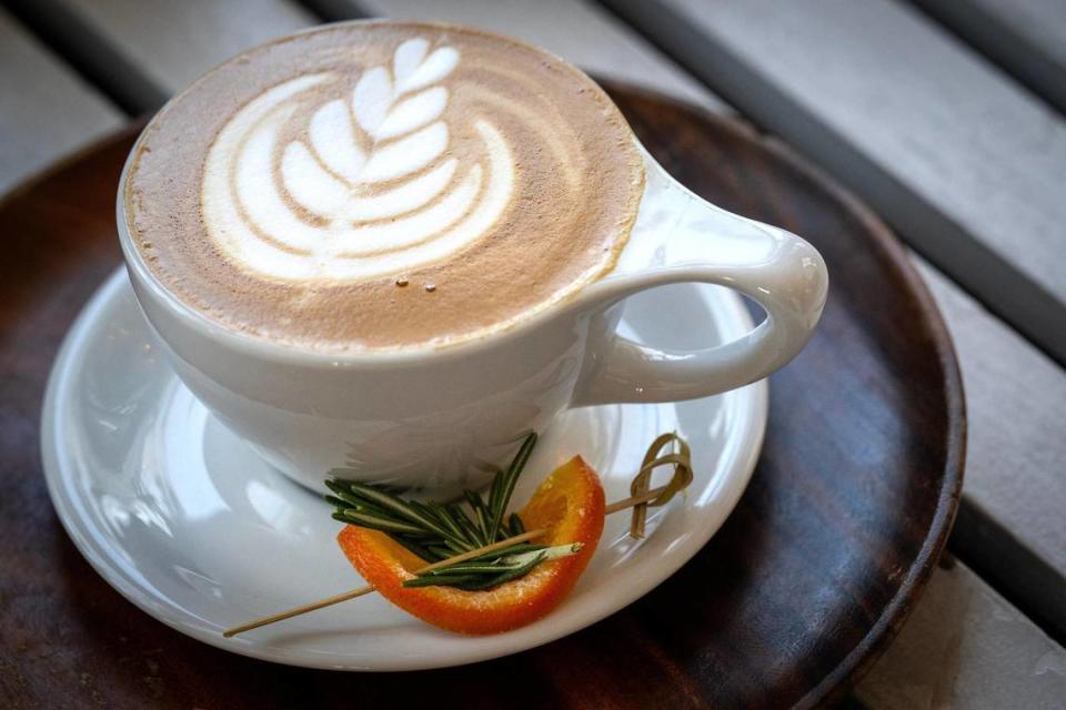 The Alpine is a latte featuring organic orange and organic vanilla among other flavors at Cause Coffee.