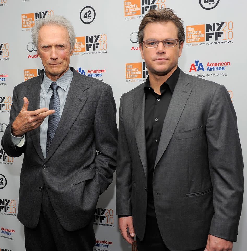 <p>Damon tat sich für „Hereafter - Das Leben danach“ erneut mit Regisseur Clint Eastwood zusammen. Die beiden besuchten gemeinsam die Premiere des Films zum Abschluss des New York Filmfestivals am 10. Oktober 2010. <i>(Bild:Jemal Countess/Getty Images)</i></p>