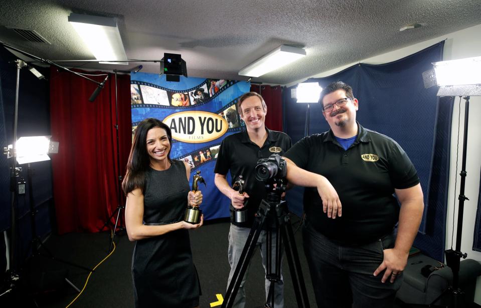 Aléa Figueroa, Brendan Rogers and Will Phillips at the And You Films studio in DeLand, Tuesday, Dec. 21, 2021.