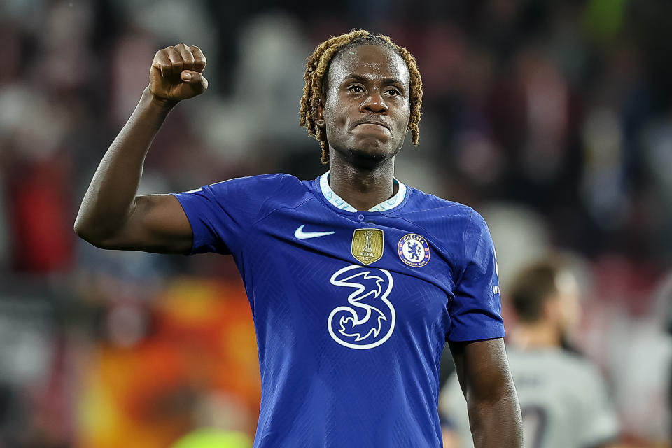 SALZBURG, AUSTRIA - OCTOBER 25: Trevoh Chalobah of Chelsea FC gestures after the UEFA Champions League group E match between FC Salzburg and Chelsea FC at Football Arena Salzburg on October 25, 2022 in Salzburg, Austria. (Photo by Roland Krivec/DeFodi Images via Getty Images)