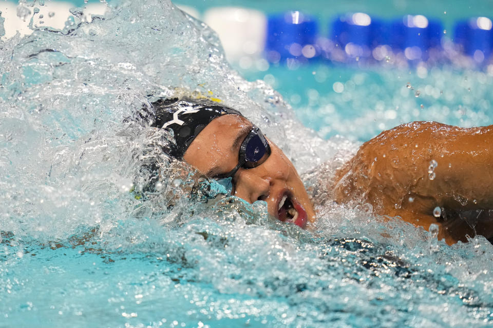 Claire Weinstein swims on her way to winning the women's 200-meter freestyle event at the U.S. national championships swimming meet in Indianapolis, Wednesday, June 28, 2023. (AP Photo/Michael Conroy)