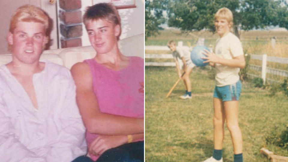 Seen here, photos of Jason Warne and his late brother Shane when they were growing up.