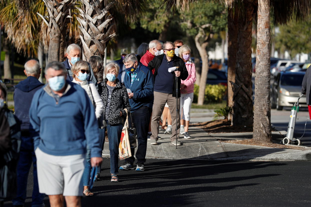  Pensioners wait to get vaccinated in Sarasota, Florida.