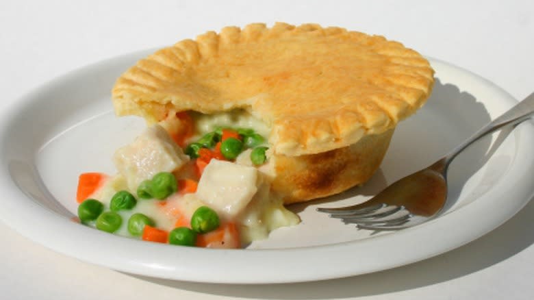 Chicken pot pie on plate