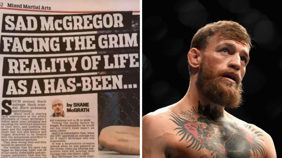 The Irish Daily Mail called McGregor a ‘has-been’. Pic: Twitter/Getty