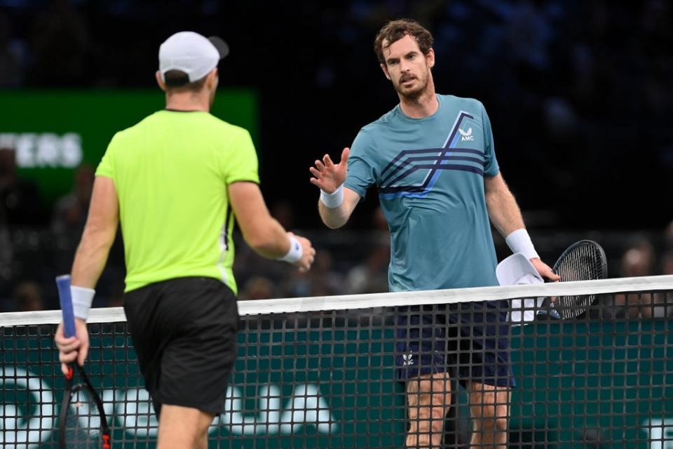 Andy Murray shakes hands at the net after losing to Dominik Koepfer (Getty Images)