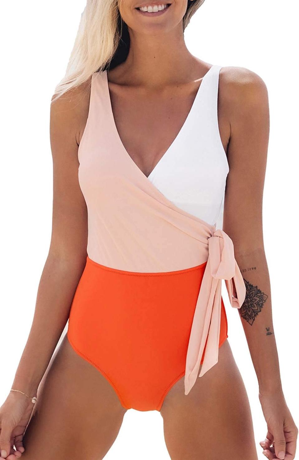 <p>Cupshe has emerged as one of Amazon's best-selling swimwear brands - and this <span>Cupshe One Piece Swimsuit</span> ($23, originally $33) is an especially cute style, thanks to its wraparound design. Still not sold on the piece yet? Just browse through the thousands of rave reviews on Amazon for further proof that this is <em>the</em> swimsuit to have this summer.</p>