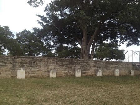 Gravestones of German and Italian prisoners of war are seen at the Fort Reno Prisoners of War Cemetery in El Reno Oklahoma in this picture taken May 28, 2014. REUTERS/Heide Brandes