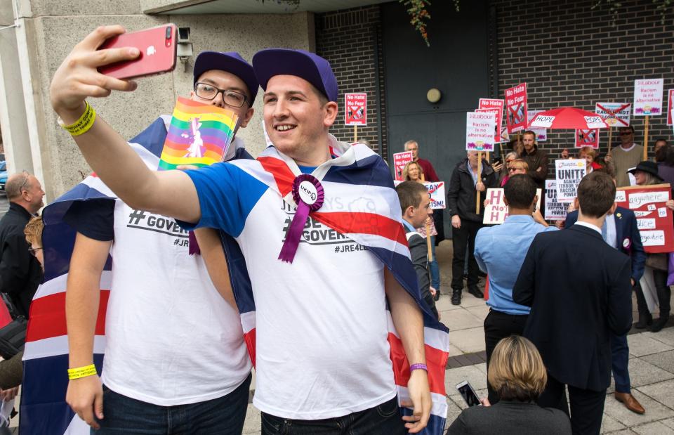 Celebrating UKIP supporters at the party’s annual conference (Rex)