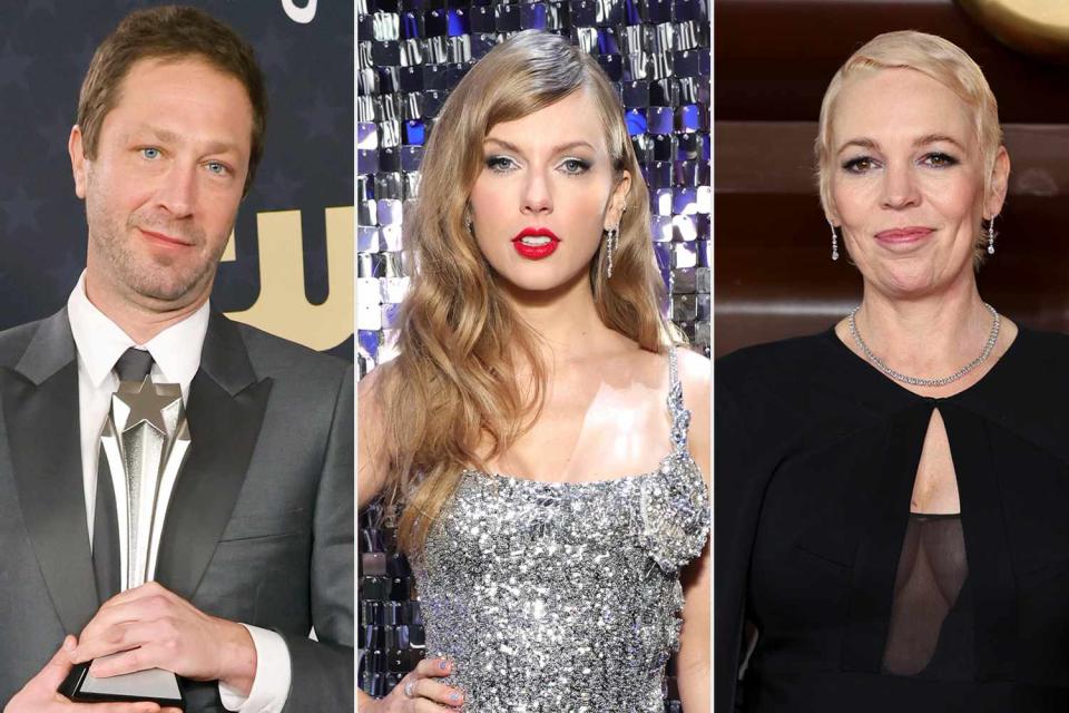 <p> Frazer Harrison/Getty; Kevin Mazur/WireImage for Parkwood;  Mike Marsland/WireImage</p> Ebon Moss-Bachrach, Taylor Swift and Olivia Colman