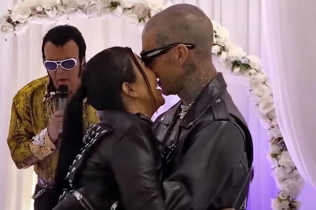 Hulu/YouTube Kourtney Kardashian Barker and Travis Barker's Las Vegas wedding ceremony