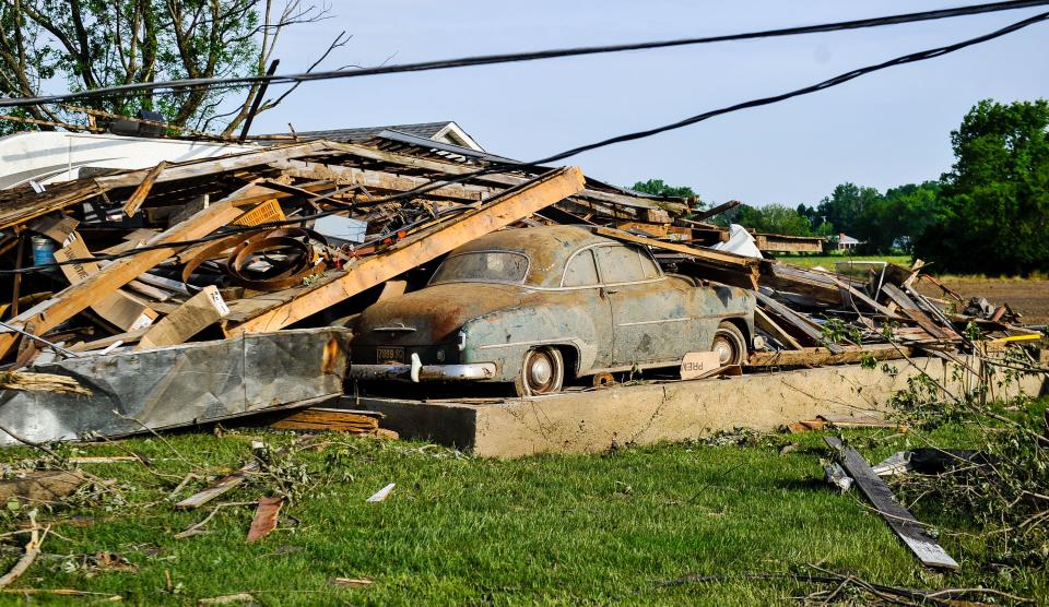 Houses and businesses in Brookville were damage by tornadoes late Monday night, May 27. Many streets were blocked for downed trees, power lines and debris scattered through the neighborhoods. WHIO File