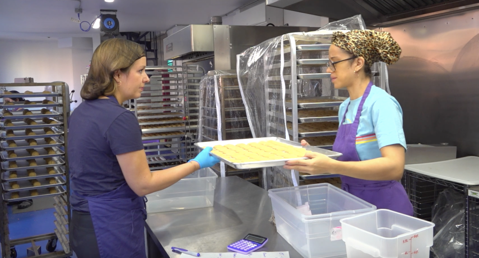 Janie helps out in the kitchen of her East Harlem bakery. She currently has two locations and 15 employees.  / Credit: CBS News