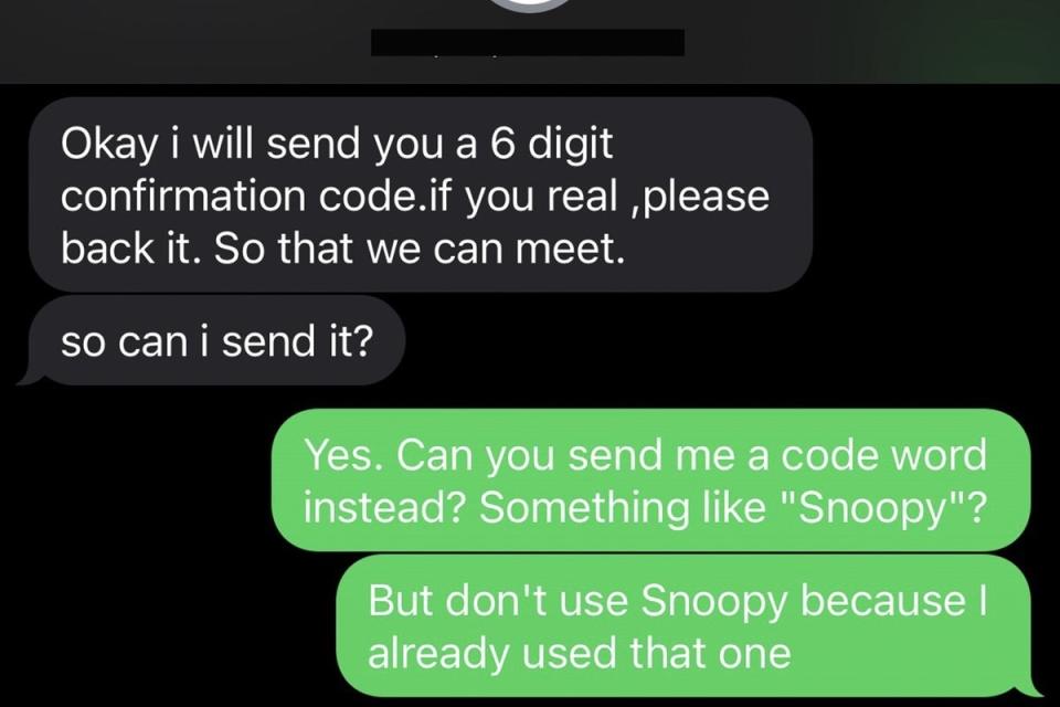 Person who asks a scammer for a fun access code like the word "Snoopy"