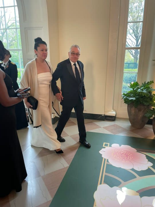 Actor Robert De Niro and his girlfriend Tiffany Chen were guests at the state dinner for Japan. (Judy Kurtz)