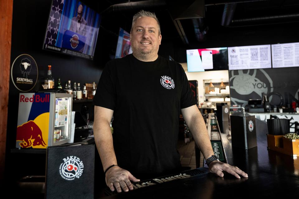 Baked Wings co-owner Scott Frank poses for a portrait on Feb. 20, 2024, in Loves Park.