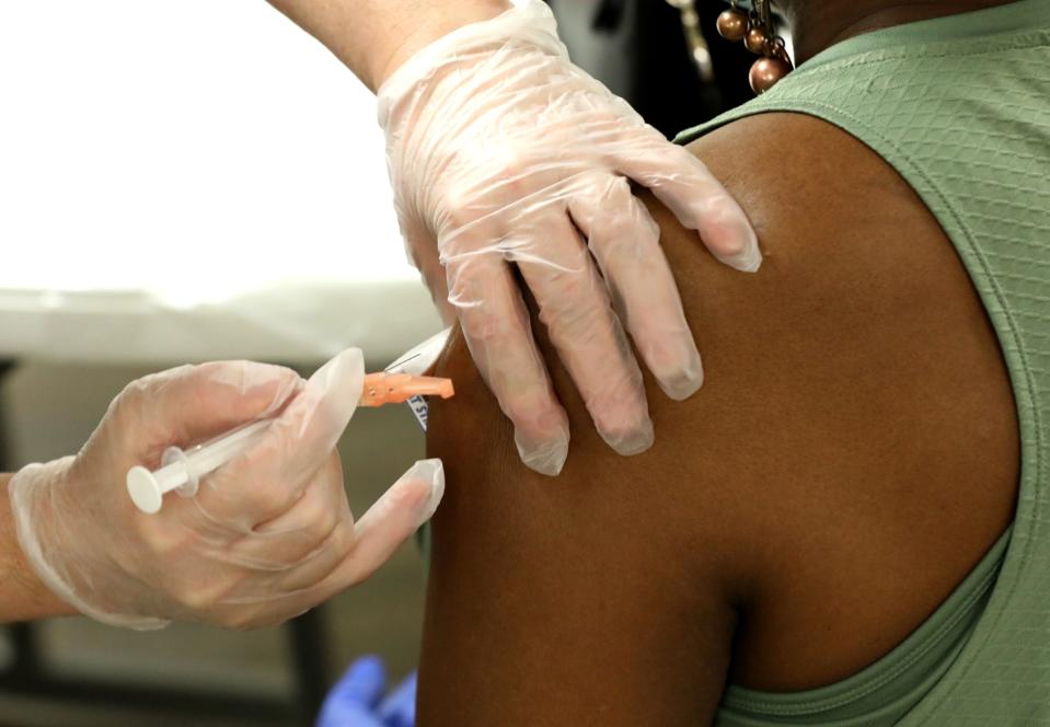 The Moderna COVID-19 vaccine was administered to Detroit residents at the Liberty Temple Baptist Church in Detroit on Thursday, March 18, 2021.