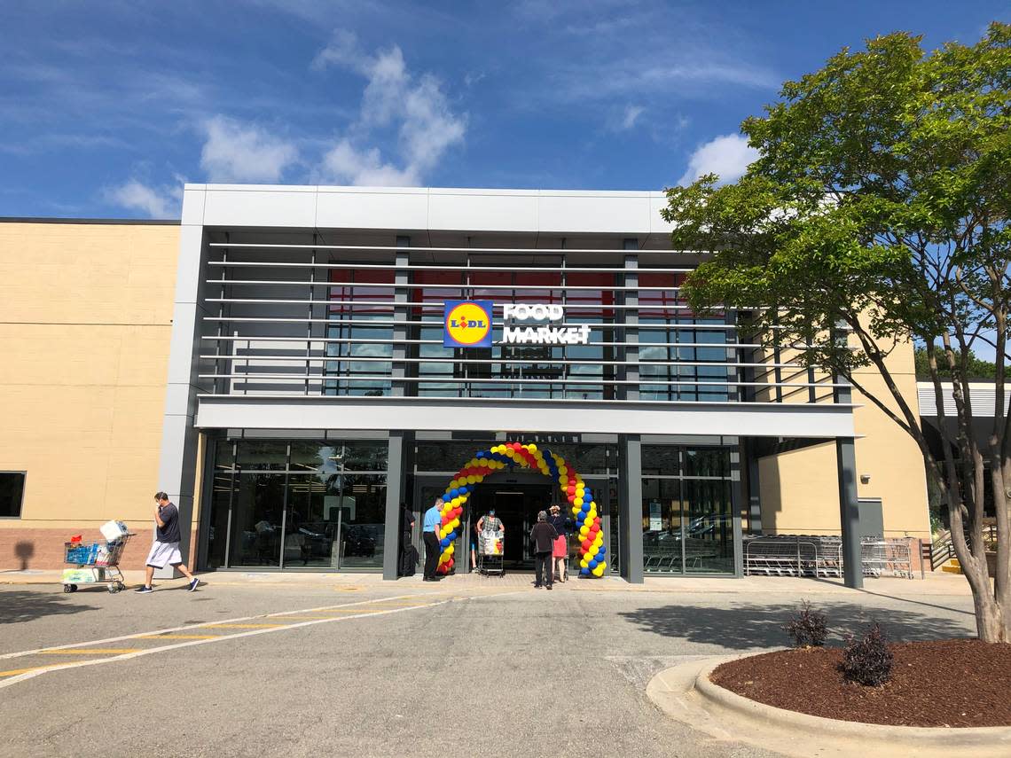 The new Lidl grocery store in the High House Crossing shopping center at the intersection of NC 55 and High House Road in Cary. The store opened on April 29, 2020.