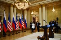 <p>The press conference room is pictured ahead the joint press conference of the U.S. and the Russian Presidents after a meeting at the Presidential Palace in Helsinki, on July 16, 2018. (Photo: Brendan Smialowski/AFP/Getty Images) </p>