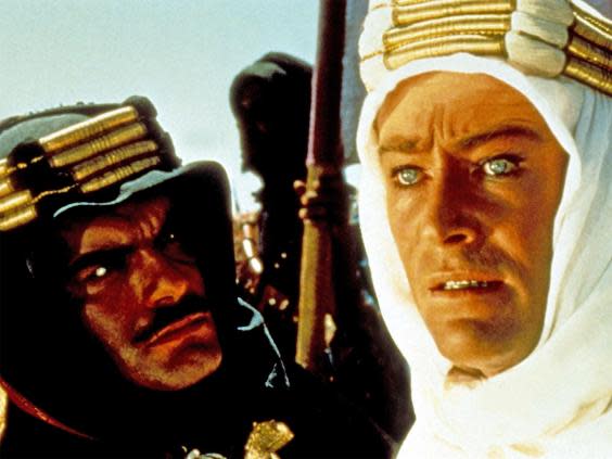 Peter O’Toole with Omar Sharif in ‘Lawrence of Arabia’ (Rex)